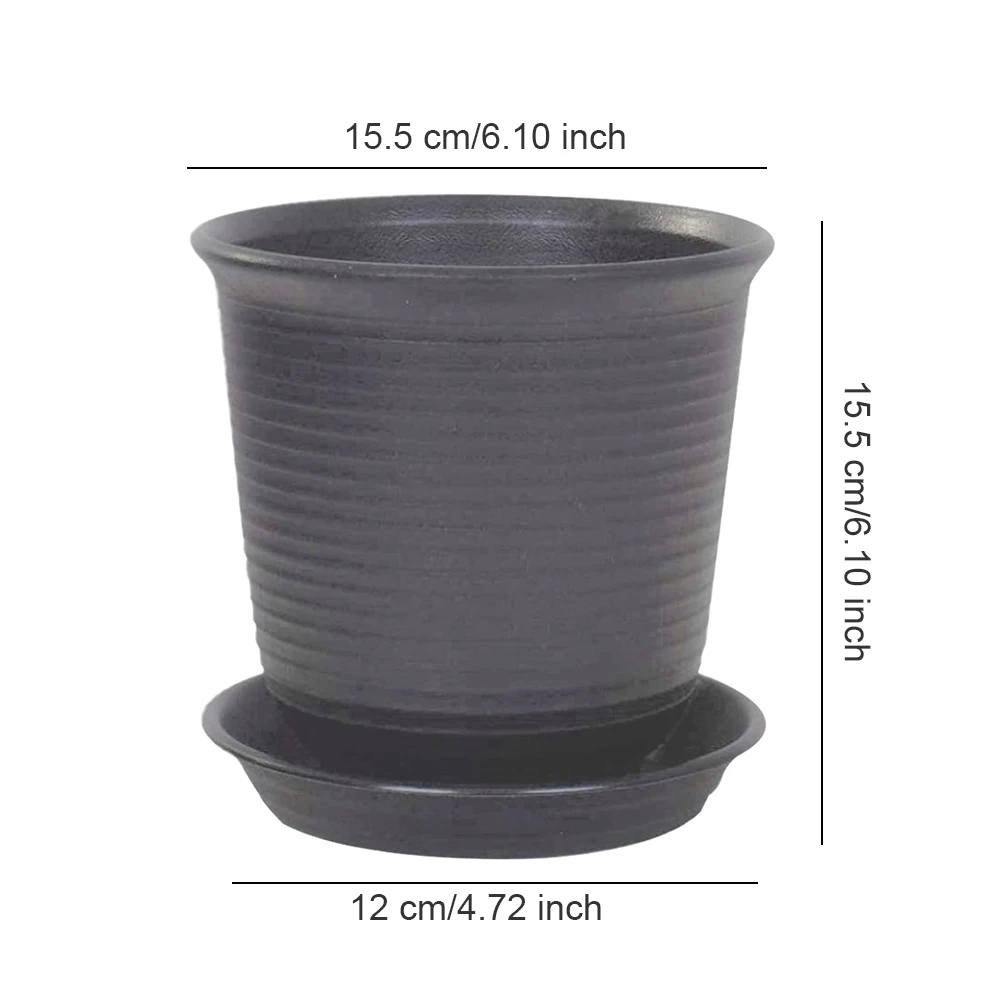 

Plastic Flower Pots Thicken Resin Indoor Plant Pots with Drainage Holes Garden Barrel Planter Dark Brown 6PCS For Home Garden