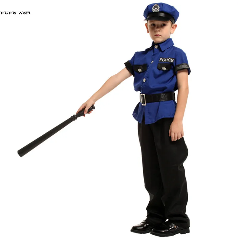 Мальчики Хэллоуин полицейская форма костюмы дети полицейский Косплей Карнавал