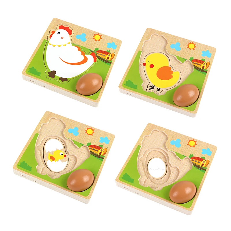 Wooden Puzzle Chick Hens 3D Jigsaw Multilayer Laying Eggs Kindergarten Preschool Early Learning Education Toys for kids|Пазлы| |