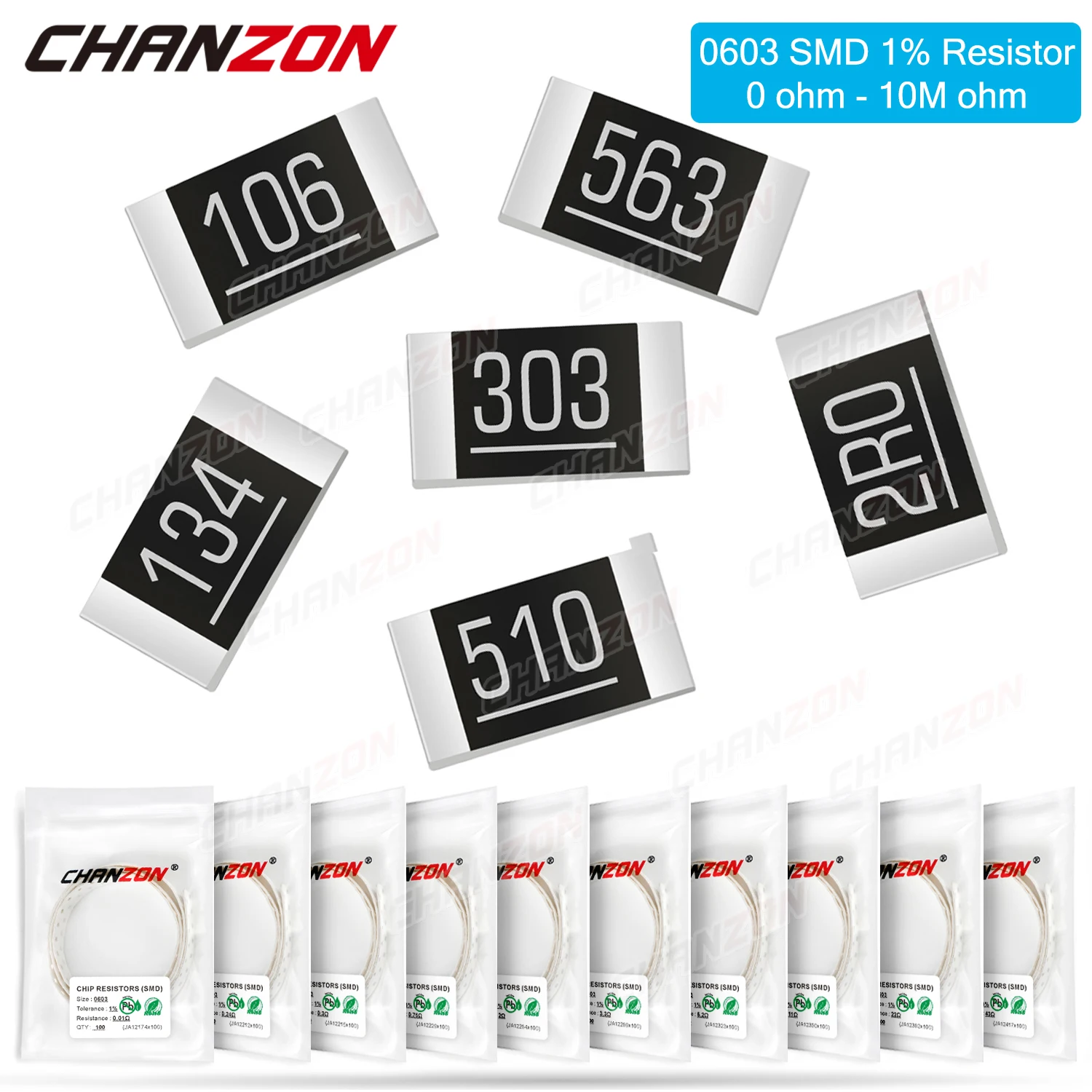 100 шт. SMD 0603 Резисторы 0 Ом 10 м ом 1/10 Вт 1% Высокоточный пленочный чип с фиксированным