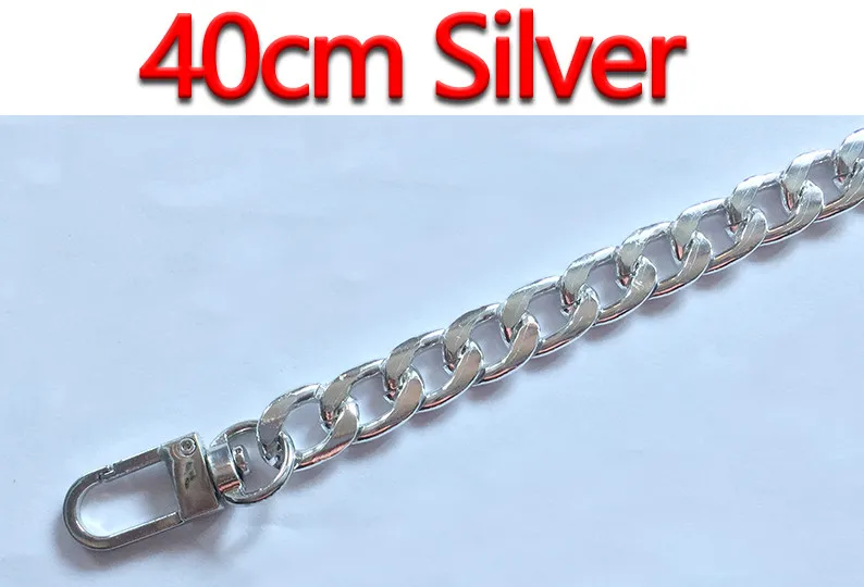 40cm Silver Ультра светильник Алюминиевые цепочки DIY золото, серебро, пистолет черный 12 мм сменный светильник на цепочке кошелек ремень, сумка ремни для маленькой сумочки - Цвет: 40cm Silver