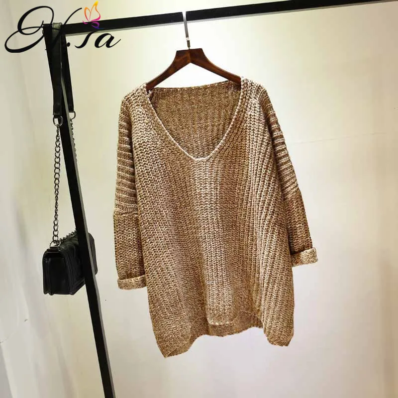 H. SA женские свитера, джемперы Vneck, дешевые зимние повседневные вязанные пуловеры, большие размеры, топы с длинным рукавом, женские топы