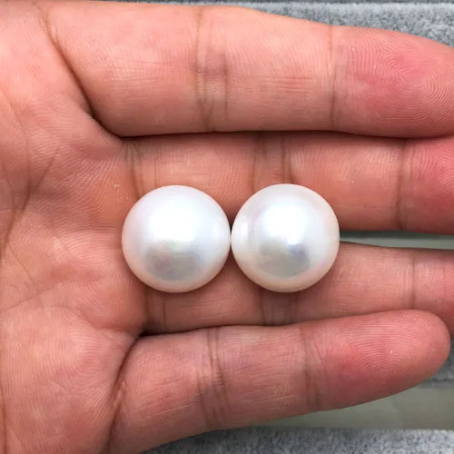 Super large natural pearl earrings 13-14mm 925 Silver