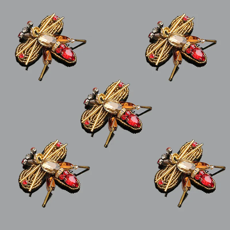 1 шт. пчелы блестки Стразы бусины Броши нашивки аппликация винтажная вышитая