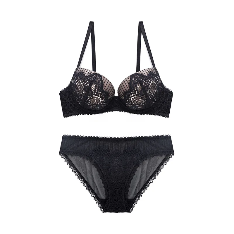 Комплект женского кружевного нижнего белья с чашками пуш ап|Комплекты белья| |