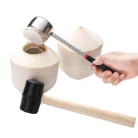 2pcsset stainless steel coconut shell opener puncher rubber hammer kitchen tool puncher pierce shell for the kitchen