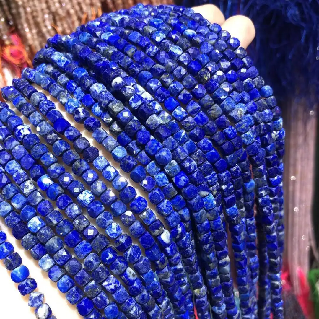 

Lapis lazuli Square Faceted Beads 4mm Charm New Natural Beads for Jewelry Making Diy Jewelry Accessories