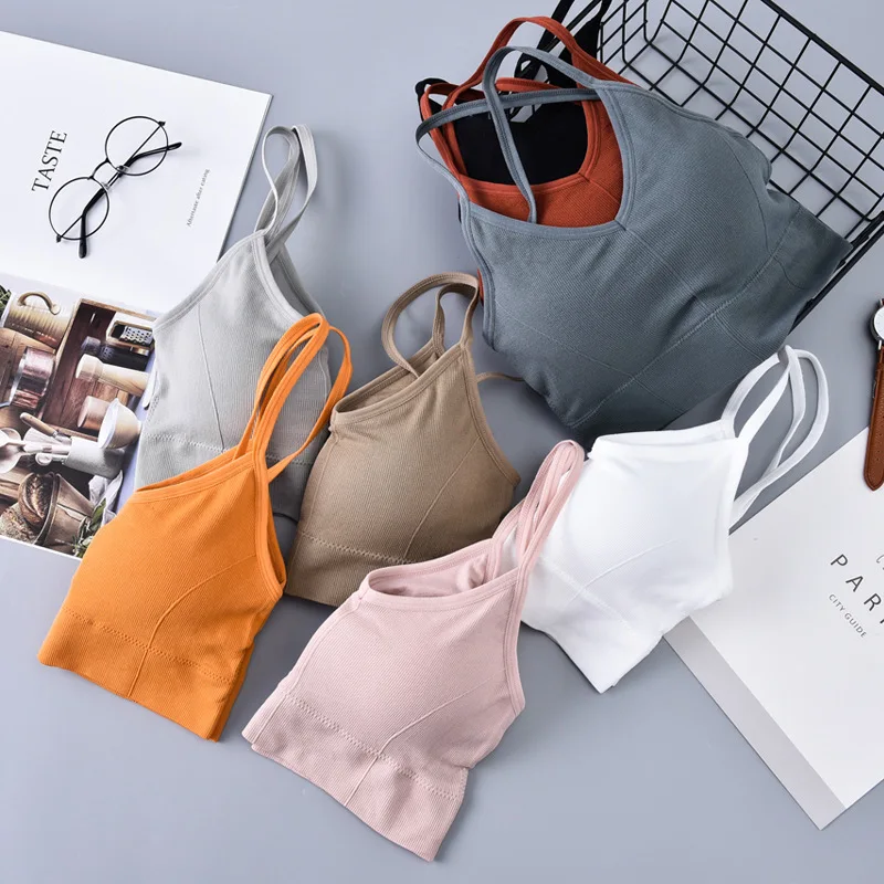 Bras For Women Underwear Solid Color Comfort Sexy Lingerie Fashion Push Up Padded Bralette Brassiere Wireless Tops Sports Vest | Женская