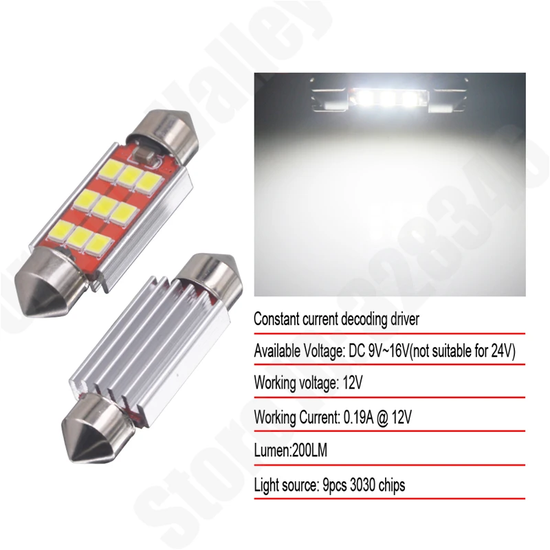 10 шт. c5w led CANBUS 31 36 39 41 мм Festoon C10W 6 лампа 2835 9 SMD 12V для чтения интерьер автомобиля