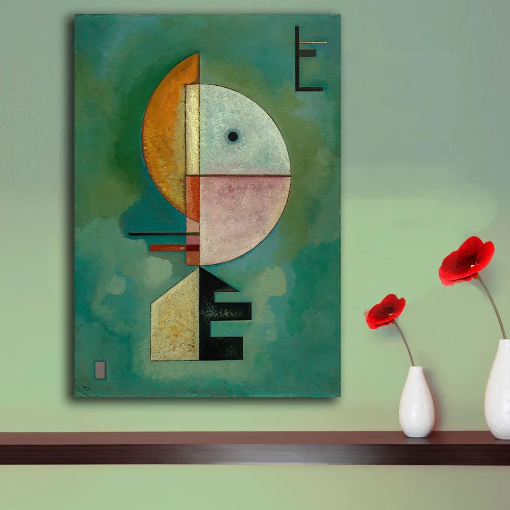 

100% Handmade Abstract Wall Pictures Art For Living Room Home Decor Yellow Red Blue Wassily Kandinsky Oil Painting No Frame