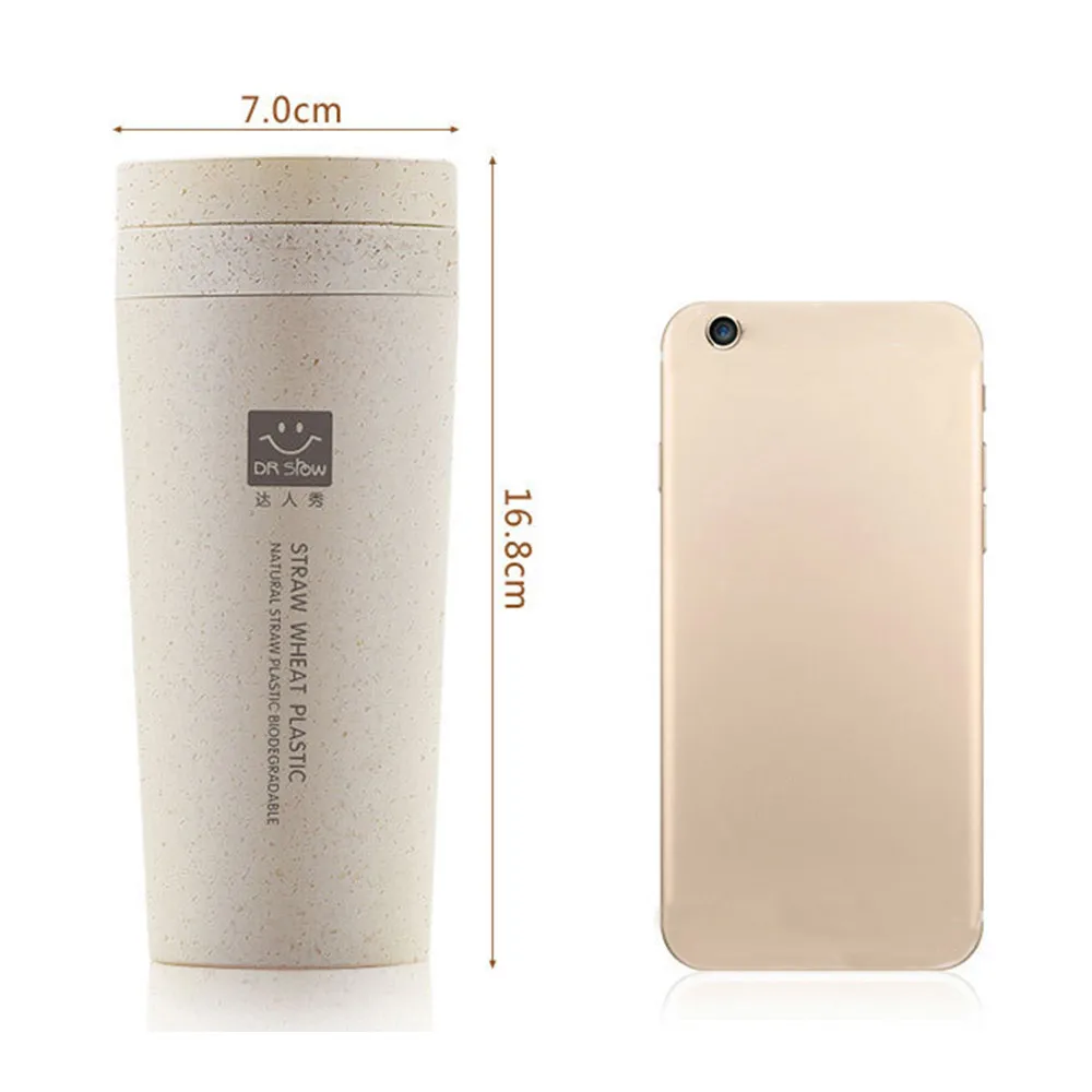 

Kitchen Wheat Straw Double Insulated Gift Mug Tumbler With Lid Eco-friendly 16.8x7cm Travel Mug Coffee Winter Thermos Cup