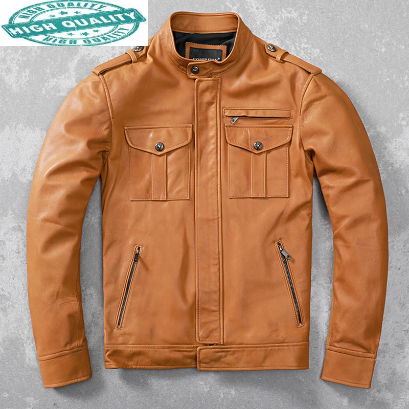 

Clothing Men's Real Sheepskin Leather Jacket Men Motorcycle Mens Jackets Autumn Coat Male Chaqueta Hombre LXR676