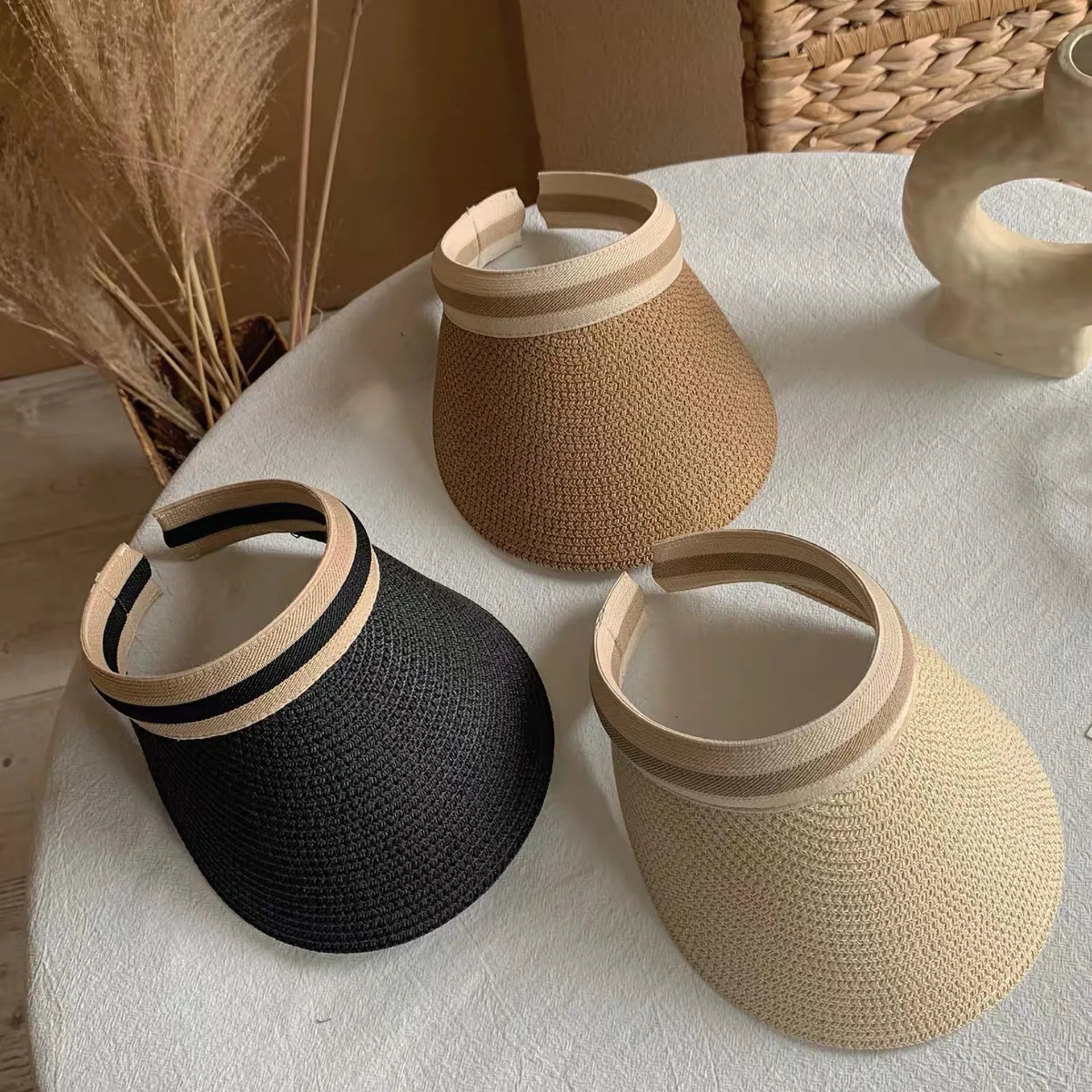 

2019 New woman Woman's Sun Hats Hand Made Straw Bowknot Visor Caps Parent-Child Summer Cap Casual Shade Hat Empty Top Hat