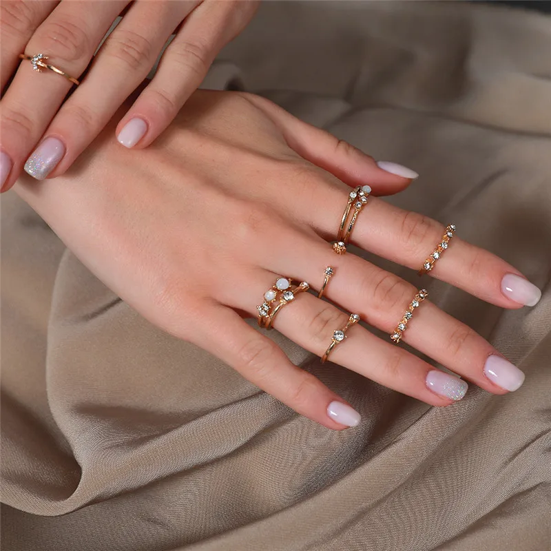 LETAPI Boho старинное золото Цвет костяшки кольца для женщин с украшением в виде