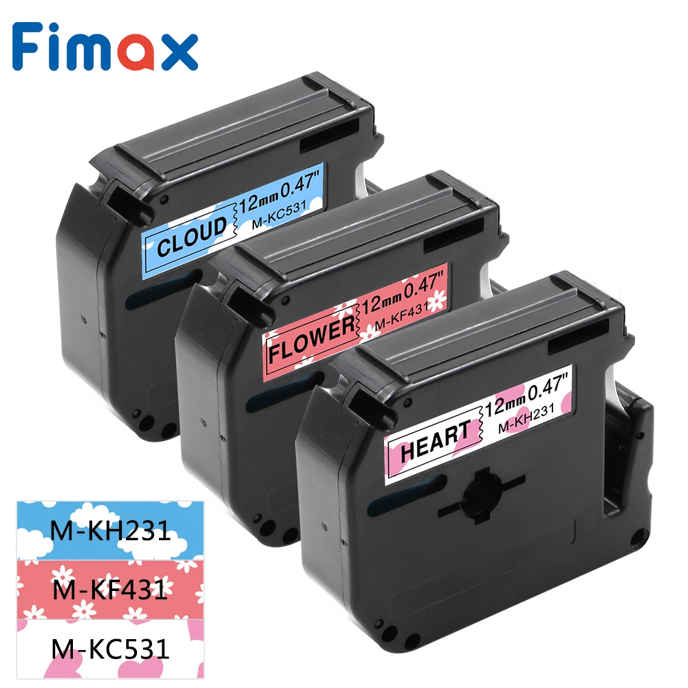 Fimax M-K231 для Brother P-touch M type лента для этикеток MK231 M-K631 MK221 M-K431 M-K131 Brother P-touch лента для печати этикеток