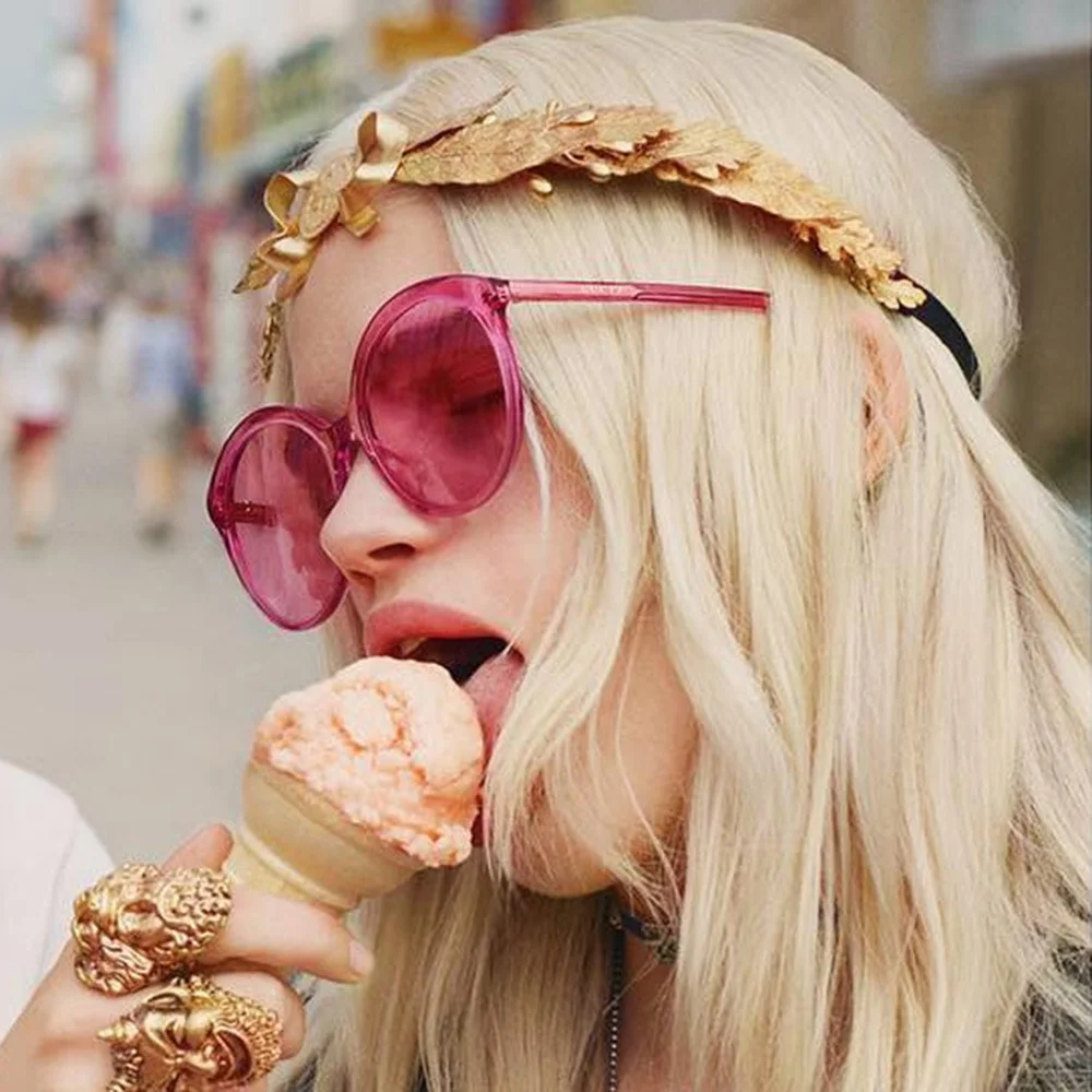 

Hip Hop Candy Color Transparent Sunglasses Women Luxury Designer Round Frame Eyeglasses Summer Tinted Color Lens Oculos Feminino