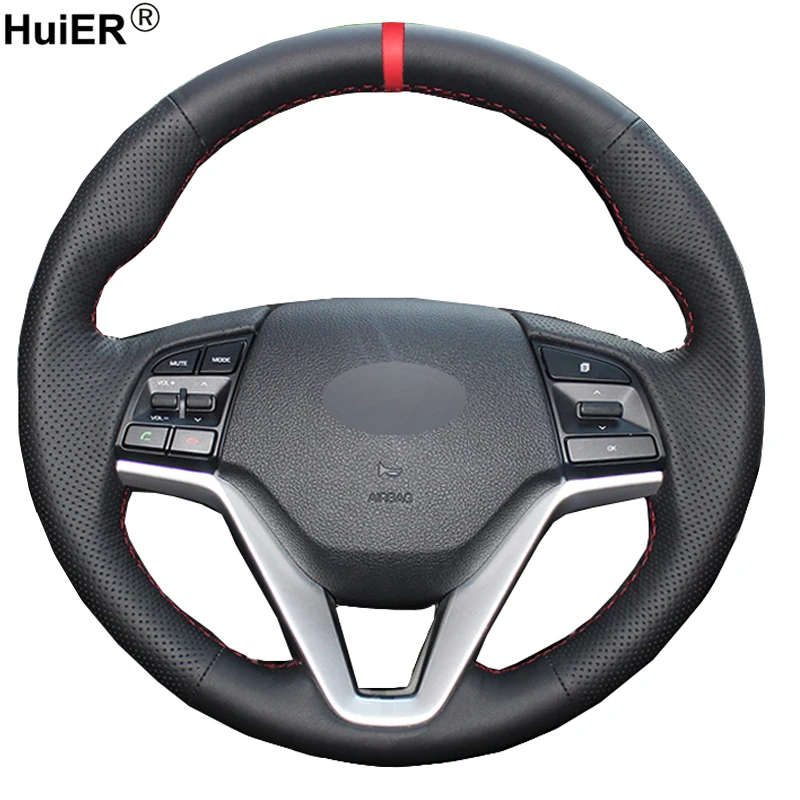 Ручной швейный чехол рулевого колеса автомобиля Оплетка на руль для Hyundai Tucson 3 2015