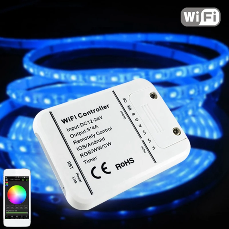 

WIFI RGB CCT LED Strip Light Controller Music Controller Smartphone APP Control for Alexa Google Home Voice Control