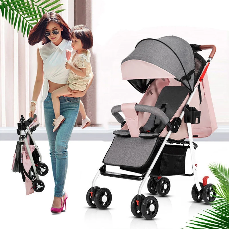 Luxurious Baby Stroller 3 In 1 Portable Travel Baby Carriage Folding Prams Steel Pipe High Landscape Car for Newborn Baby