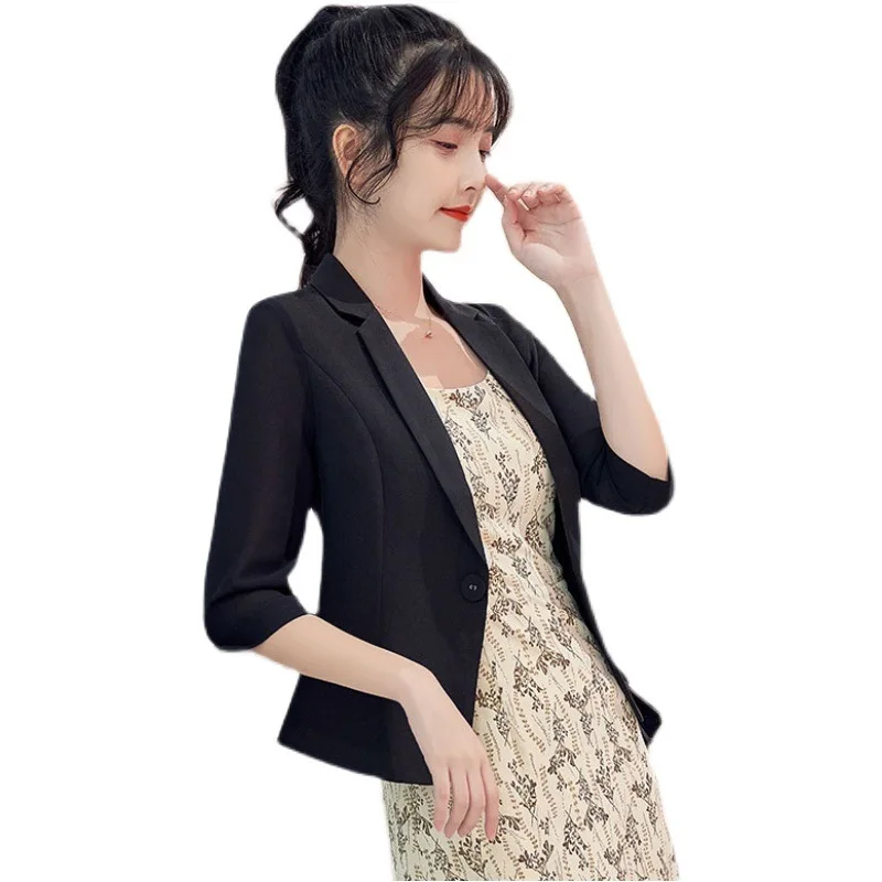 

New Spring Summer Women's Jacket 2021 Lady Slim Blazer Women Casual Seven Points sleeve short sleeve Sleeve Coat Plus Size4XL