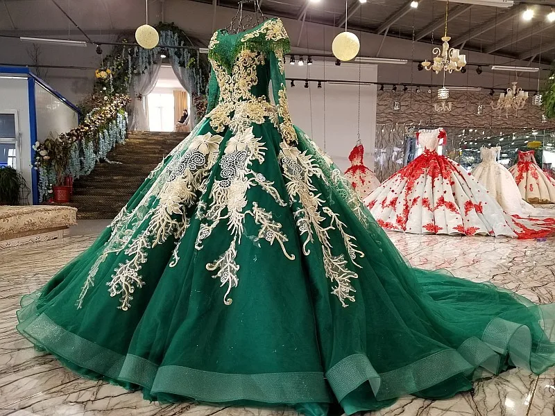 BGW 21817ht Green Evening Dress Party O-neck Lace Up Back Long Sleeve Gown 2020 Color Flowers Ball Vestido De Festa | Свадьбы и