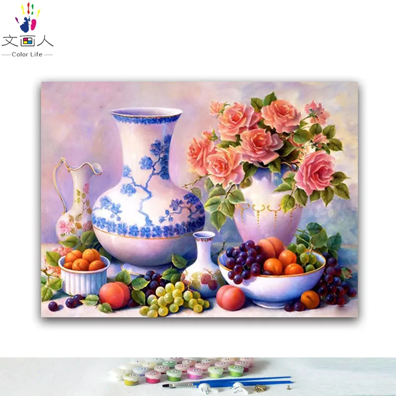 Набор для рисования по номерам на холсте фрукты с рамкой | Дом и сад