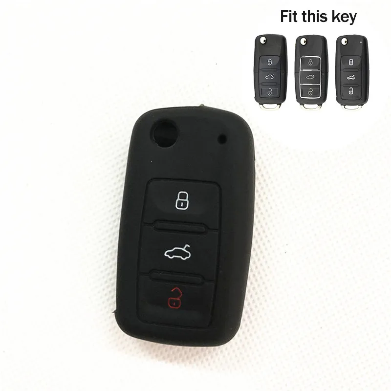 A black Силиконовый чехол для ключей для Volkswagen Skoda Octavia Yeti Roomster Fabia Rapid Superb KODIAQ/Seat Leon Toledo Altea Ibiza - Название цвета: A black