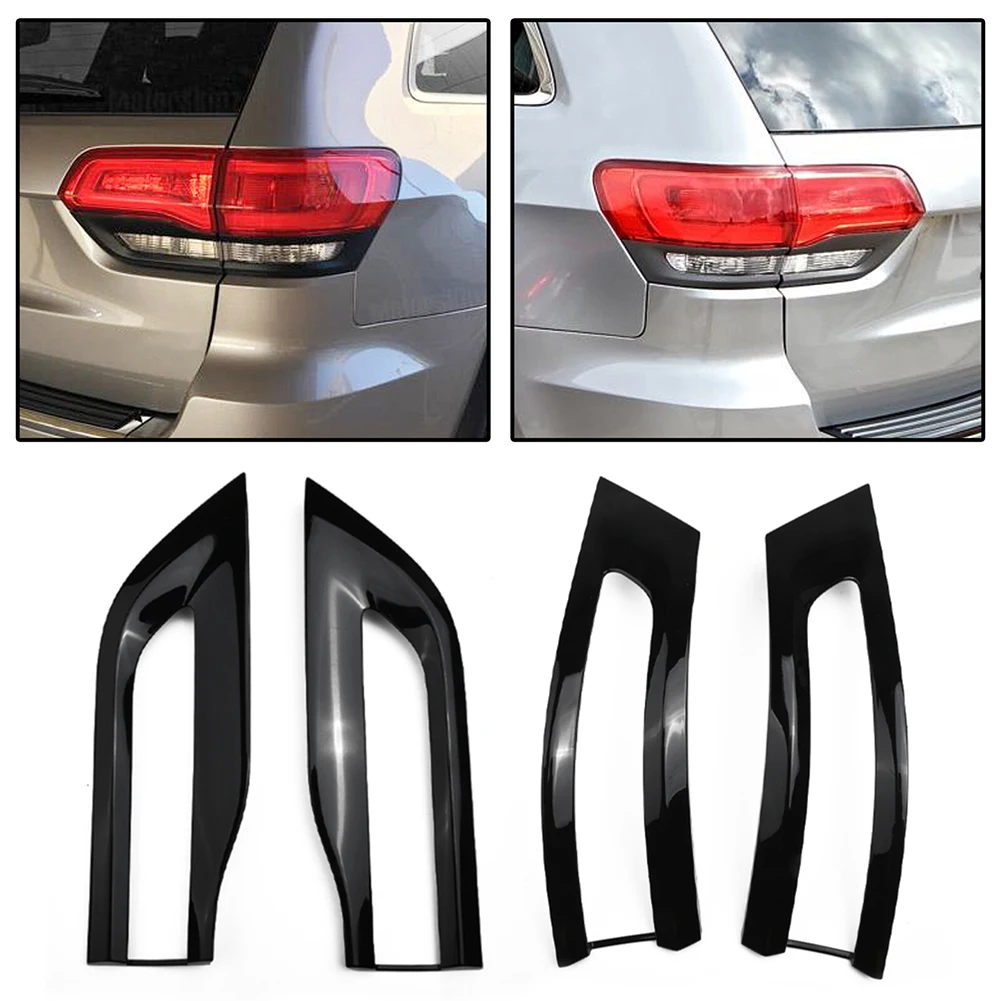 

Set Of 4 Tail Light Trim Bezel Kit For Jeep Grand Cherokee 2014 15 16 17-2021 Gloss Black Tail Light Trim Bezel Kit
