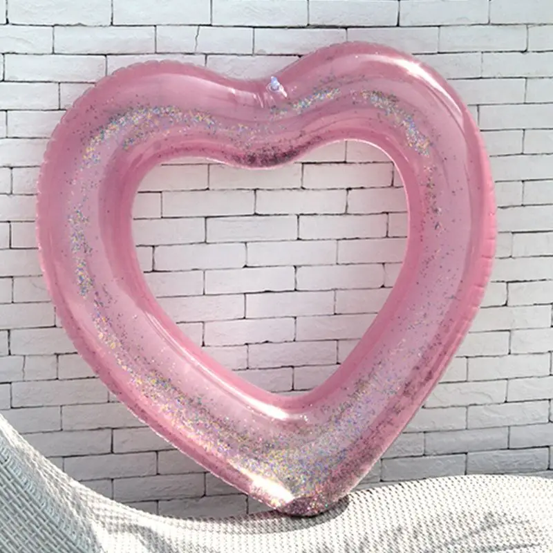 

Love Heart Inflatable Pool Rose Gold Glitter Swim Ring Swimming Tool