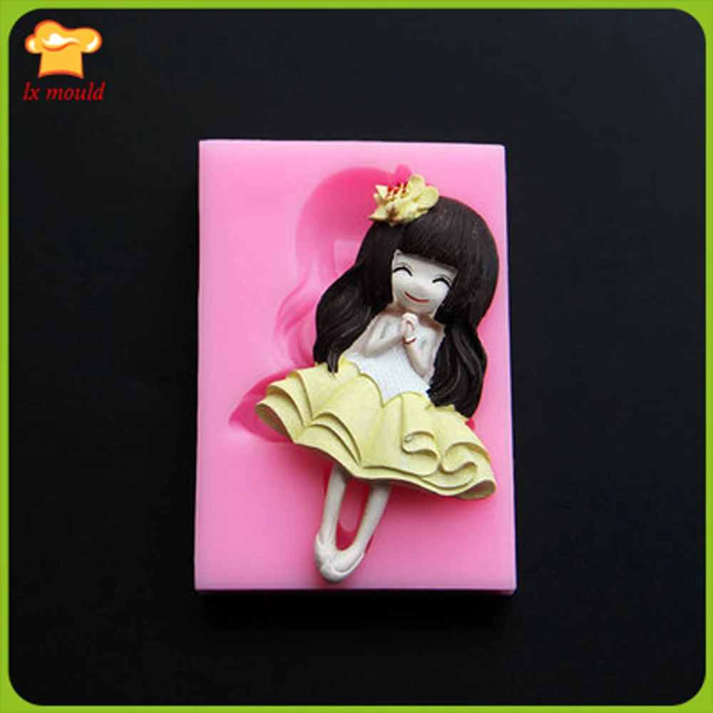 Fondant (сахарная) силиконовые формы для торта DIY темп девочка кукла Форма пресс форм