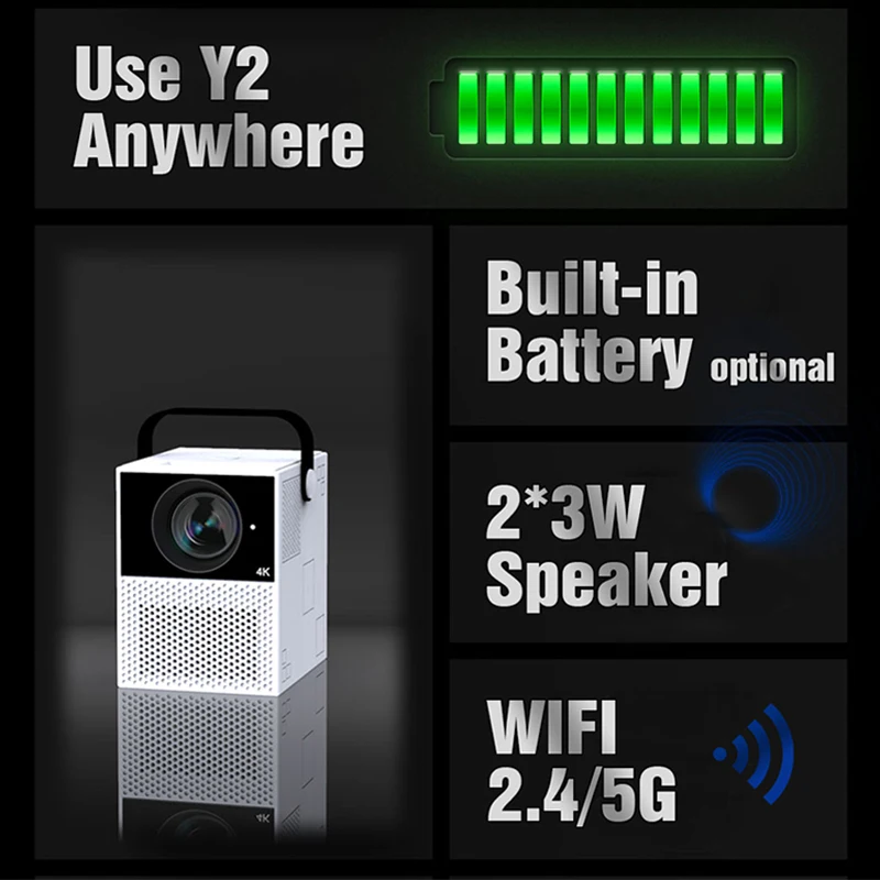 Портативный интерактивный мини проектор Vivicine Y2 4K 1080 Wi Fi| |