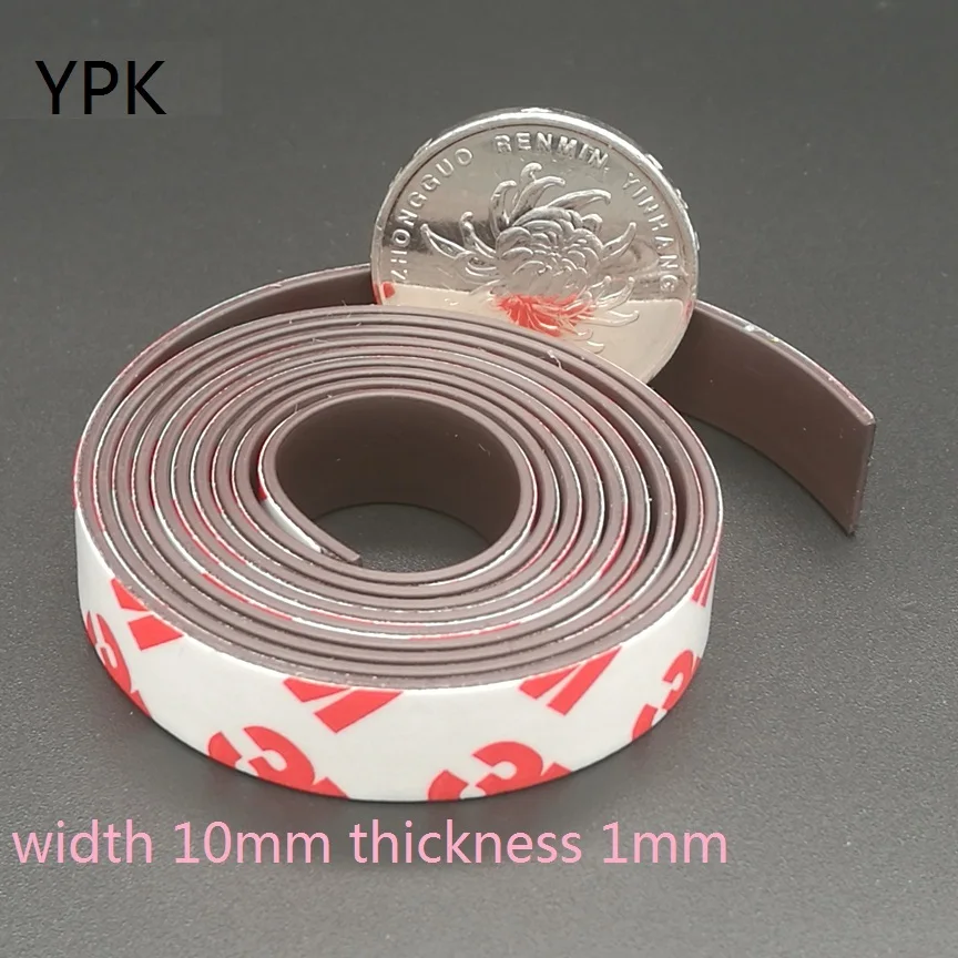 1 м/лот резиновый магнит 10*1 мм 3M самоклеящаяся Гибкая магнитная лента 10x1 ширина