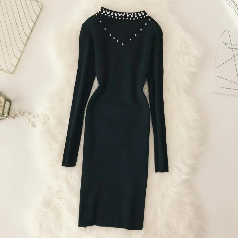 MUMUZI Платье женское элегантный стиль Хепберн ветер черные платья 2019 Осень Новые