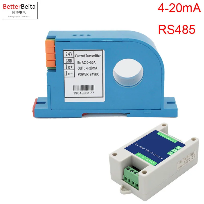 AC 0 20A 30A 50A 100A 200A 4 20mA выход Ампер передатчик с RS485 связи трансформатор переменного