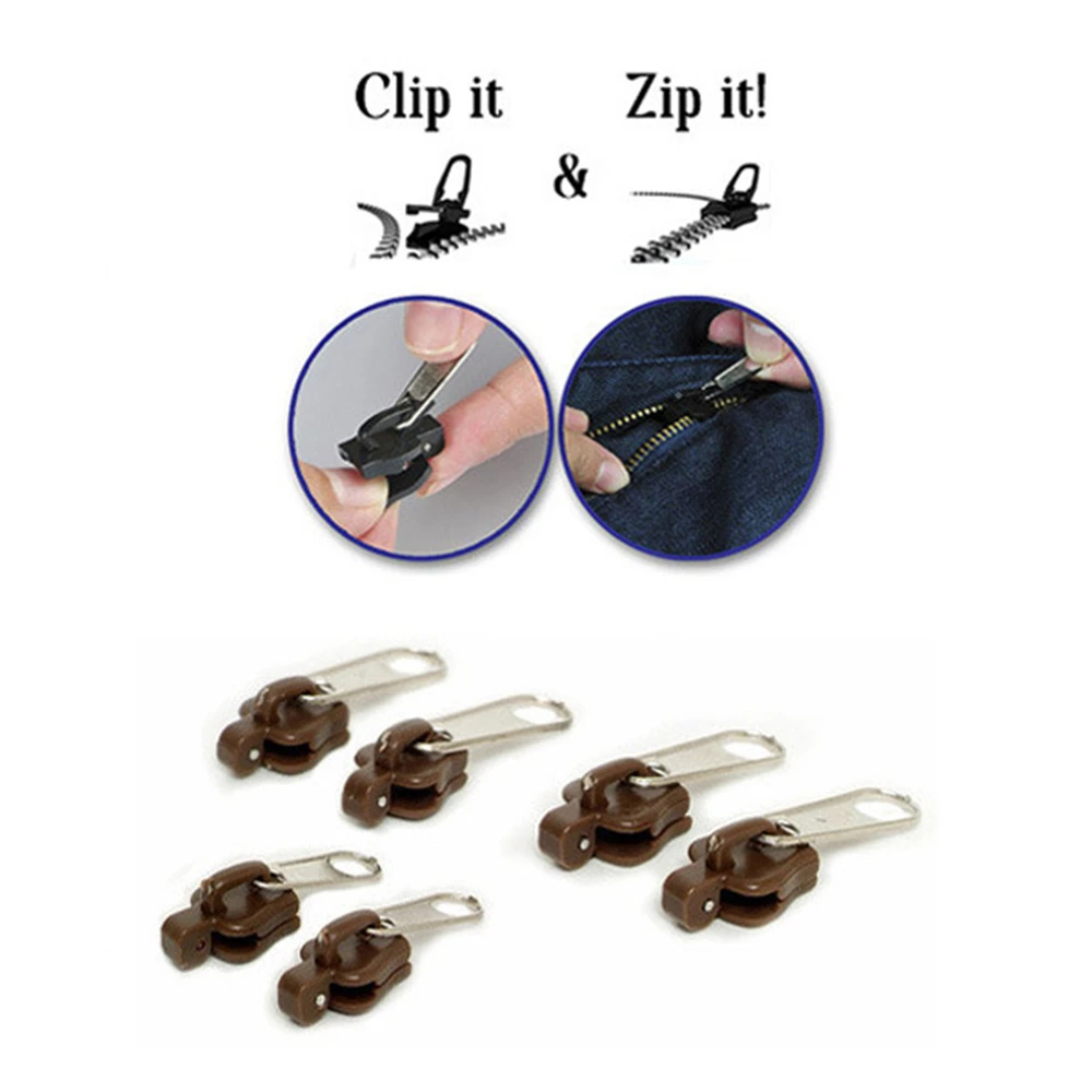 

6Pcs/Lot Universal Instant Fix Zipper Repair Kit Slider Replacement Zip Slider Teeth Rescue Zippers Sliders For Sewing Clothes