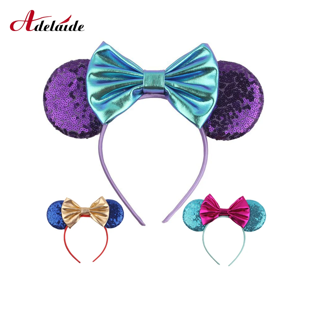 Новинка 2019 блестящие уши Минни Маус оголовье для девочек 5 &quotметаллические банты