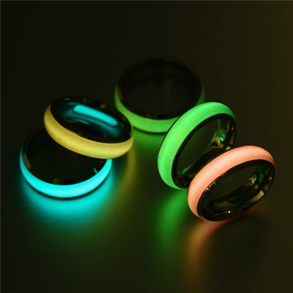 

Luminous Smooth Solid Ring 6mm Width Men Women Simple Style Stainless Steel Jewelry Couple Fashion Round Popular 2021 New