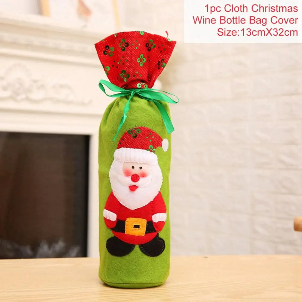Wine bottle set 28 QIFU, Рождественская Крышка для бутылки вина, Чулки со снеговиком, рождественский подарок, сумки, Рождественский упаковочный мешочек, Navidad, подарки на Рождество, год - Цвет: Wine bottle set 28