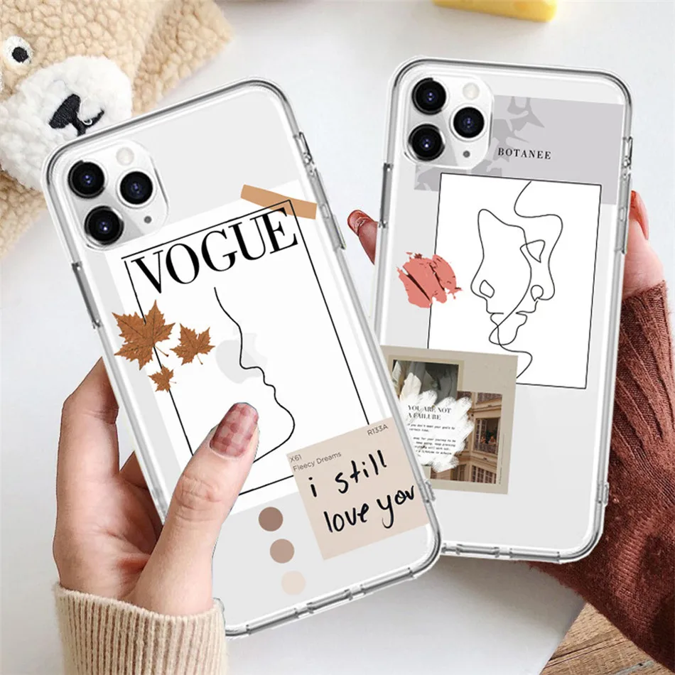 

moskado Fashion Line Art Phone Case For iPhone 12 Mini 11 Pro Max X XR XS Max 7 8 Plus SE Soft TPU Silicone Simple Cases Cover