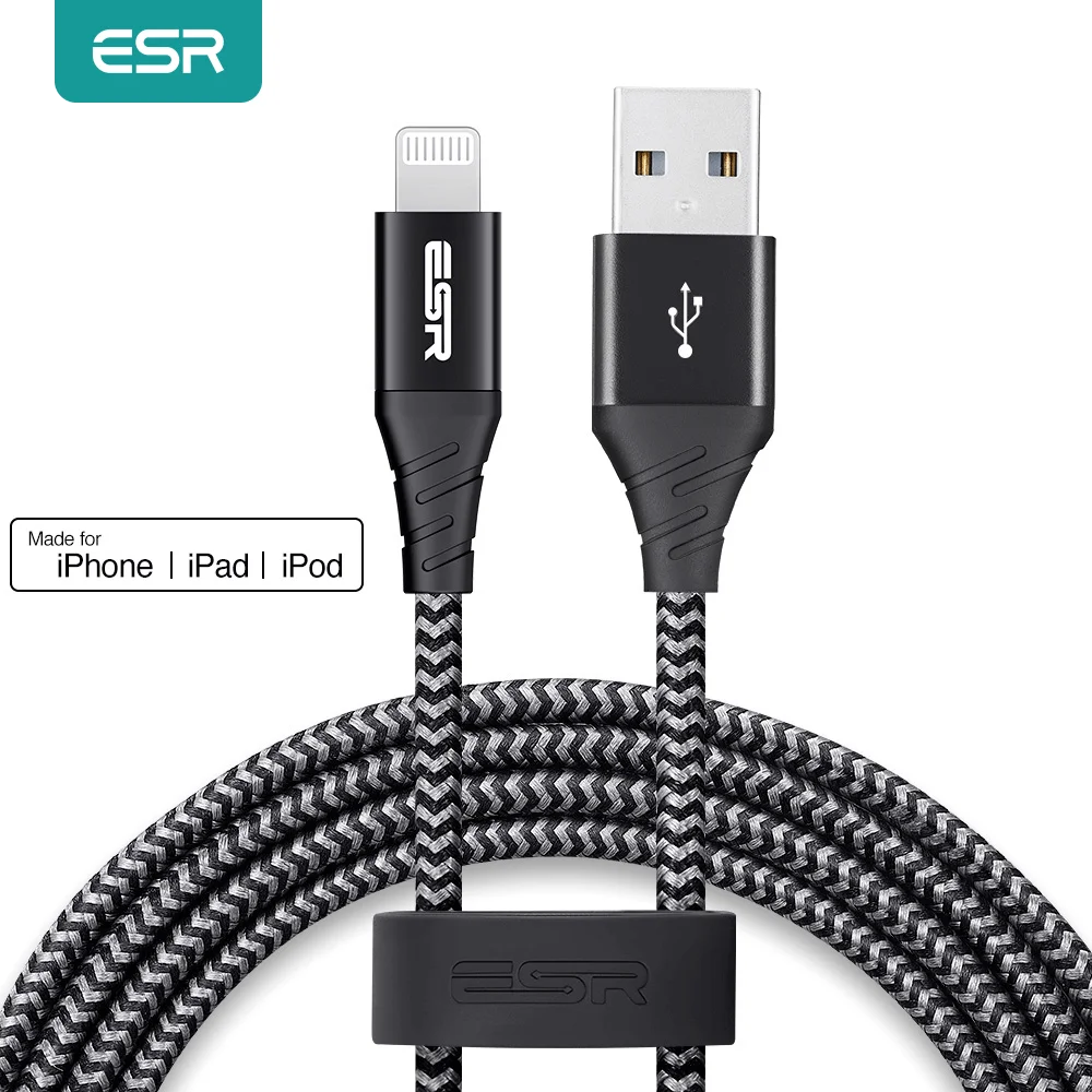 Кабели ESR MFI с разъемом Lightning для iPhone SE 2020 11 X XS XR 8 7 Plus USB A быстрой зарядки 2 4 А кабель