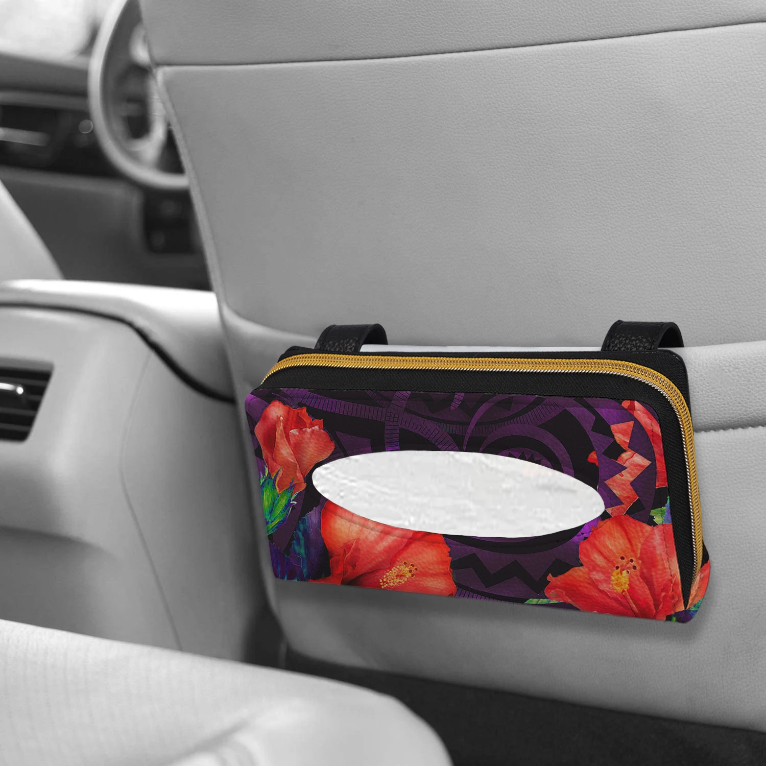 

Sun Visor Tissue Boxes Holder fashion Flower Pattern Creative Car Hanging Tissue Bag Tissue Box Holder For Car Accessories 2021