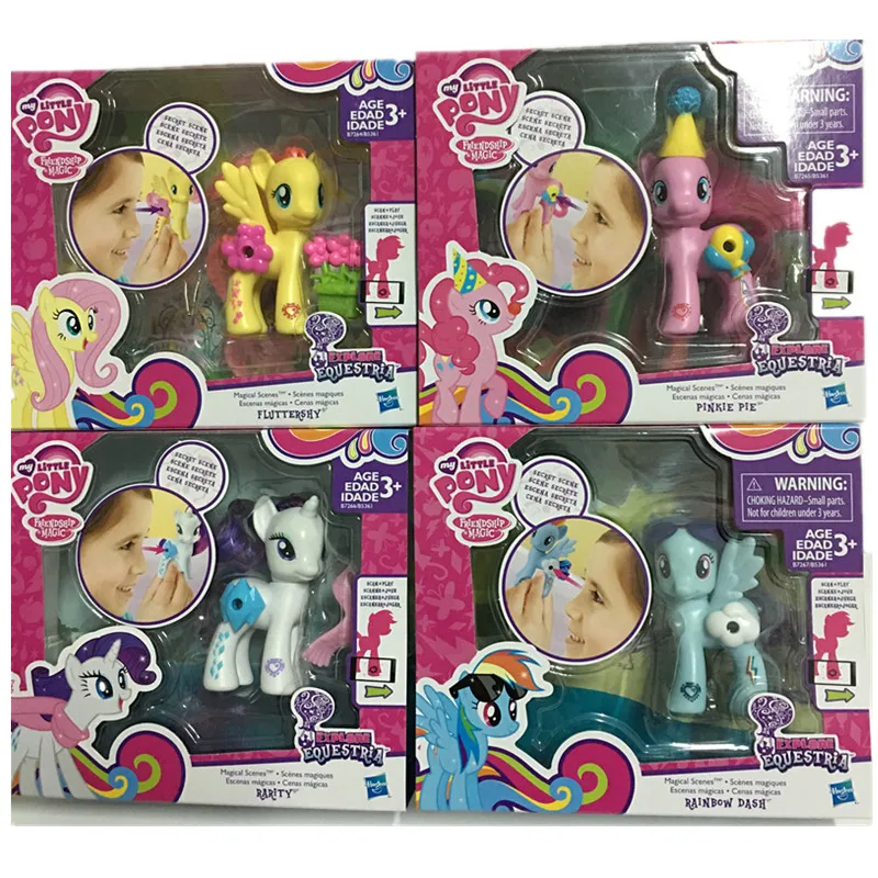 

Hasbro My Little Pony Little Mary Mirror Series 3 Inch Pony Rainbow Dash Fluttershy Rarity Pinkie Pie Model Toy B5361 Set