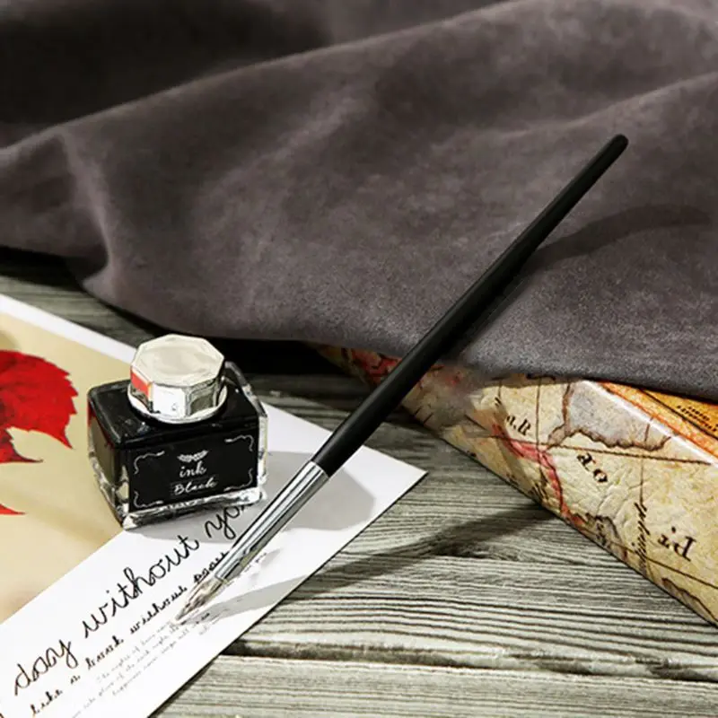 

Vintage English Calligraphy Dip Pen Fountain with Ink Nibs Set Office Stationery 090F