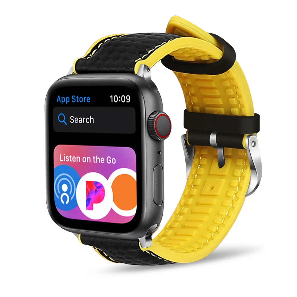 Ремешок для часов для Apple Watch series 5/4/3/2/1 Спорт на открытом воздухе силиконовый кожаный браслет, 42 мм, 38 мм, версия 5 представитель пояса для Аксессуары для iwatch - Цвет ремешка: Yellow