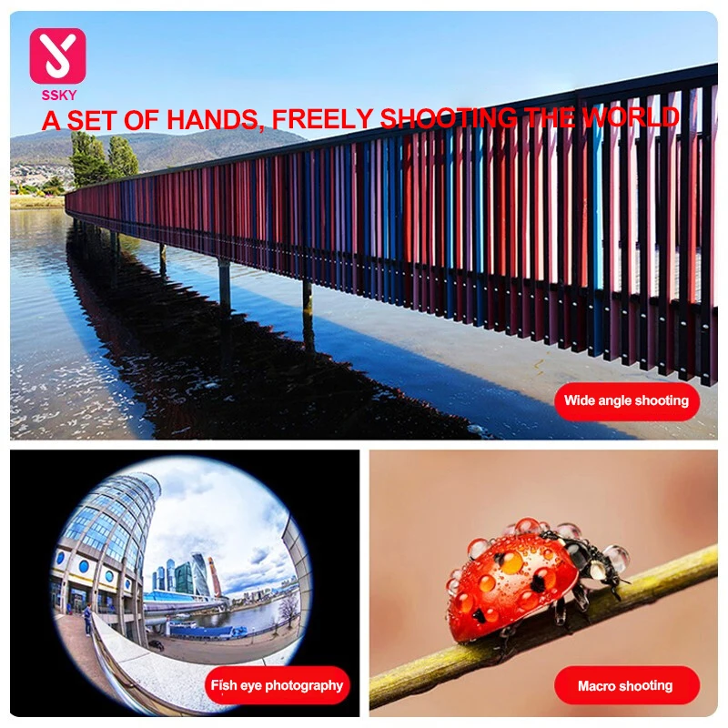 Набор объективов рыбий глаз Три в одном широкоугольный объектив для мобильного