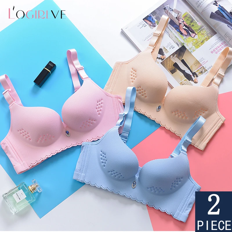 

Logirlve 2PCS Sexy Deep U Cup Bras For Women Push Up Lingerie Seamless Bralette Backless Plunge Intimates Female Thin underwear