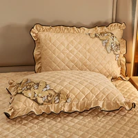 2 piece velvet pillowcases for bed vintage embossed solid pillow shams lace rectangular soft quilted luxury winter warm 4874cm