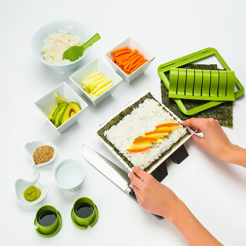 

Sushi Maker Equipment Kit,Japanese Rice Ball Cake Roll Mold Sushi Multifunctional Mould Making Sushi Tools