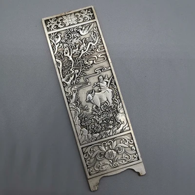 Exquisitos adornos decorativos de cobre blanco, pieza de cerradura de ni&ntilde;a de oro y jade-3