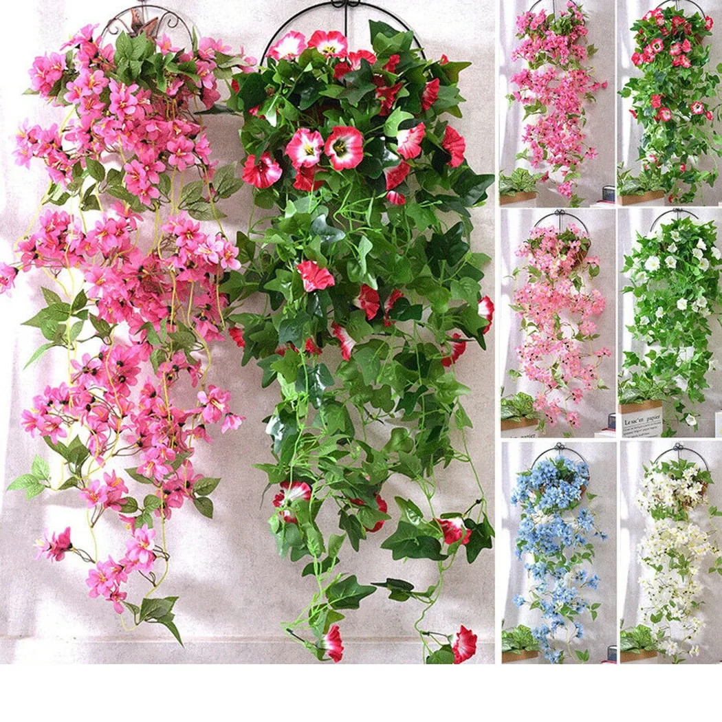 

1pc 100cm Artificial Hanging Silk Flower Vine Fake Plant Garden Decor for Wedding Bouquet Party Office Decoration
